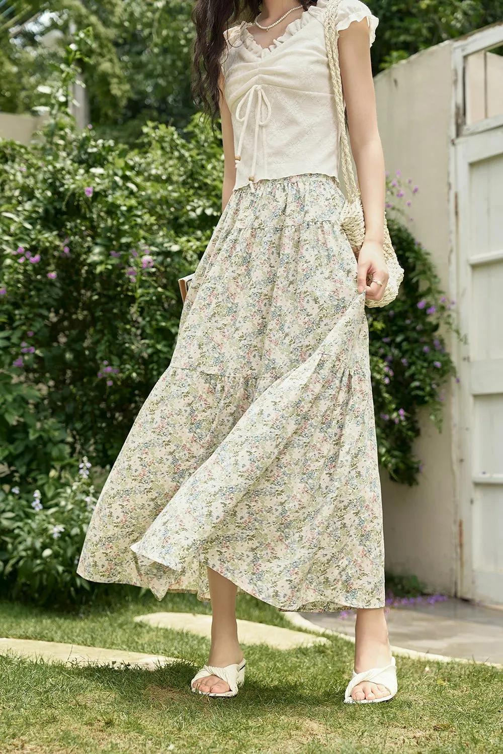 A Line Maxi Floral Women's Skirt