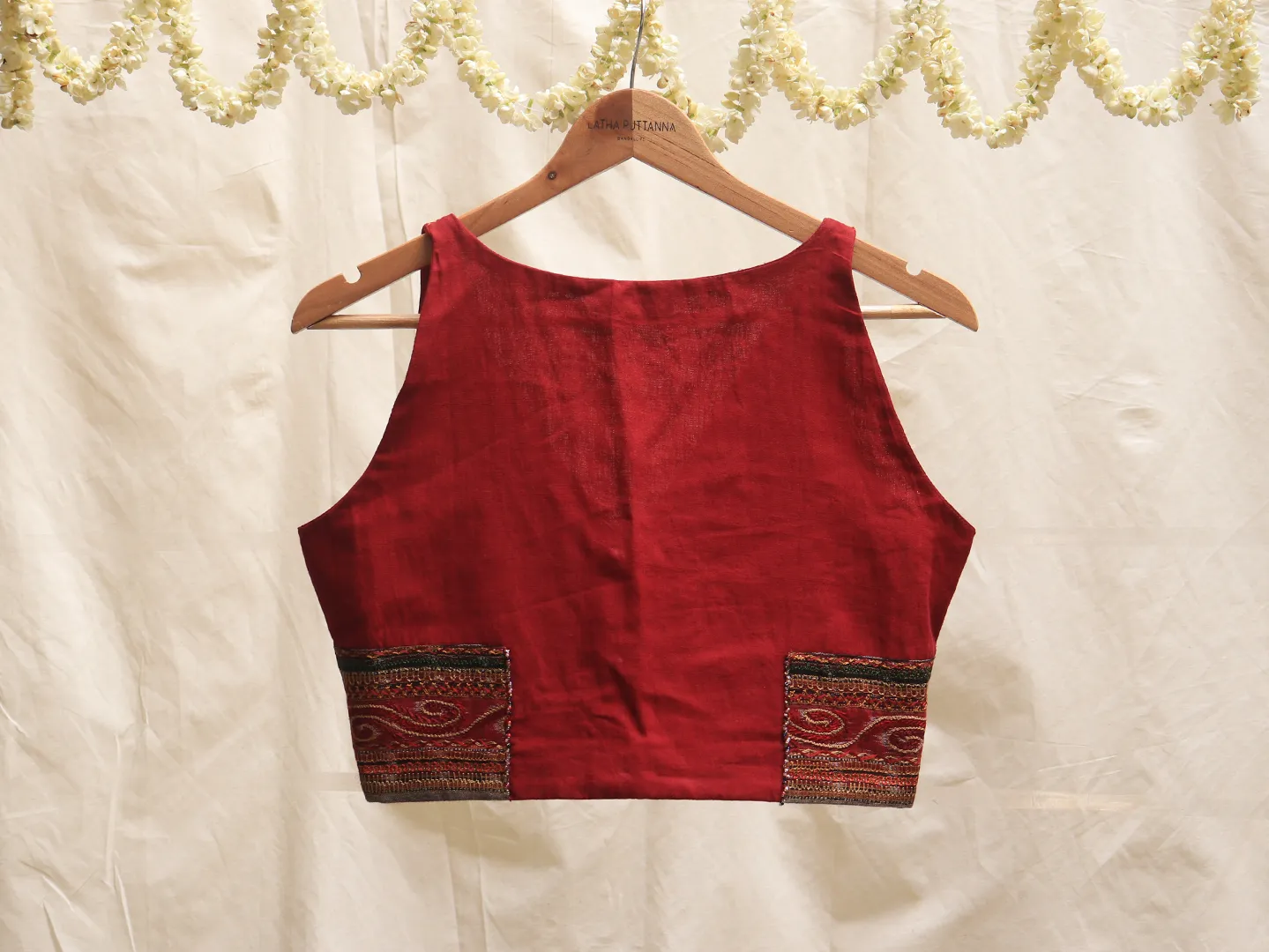 Dark red, cotton, Hand embroidery blouse