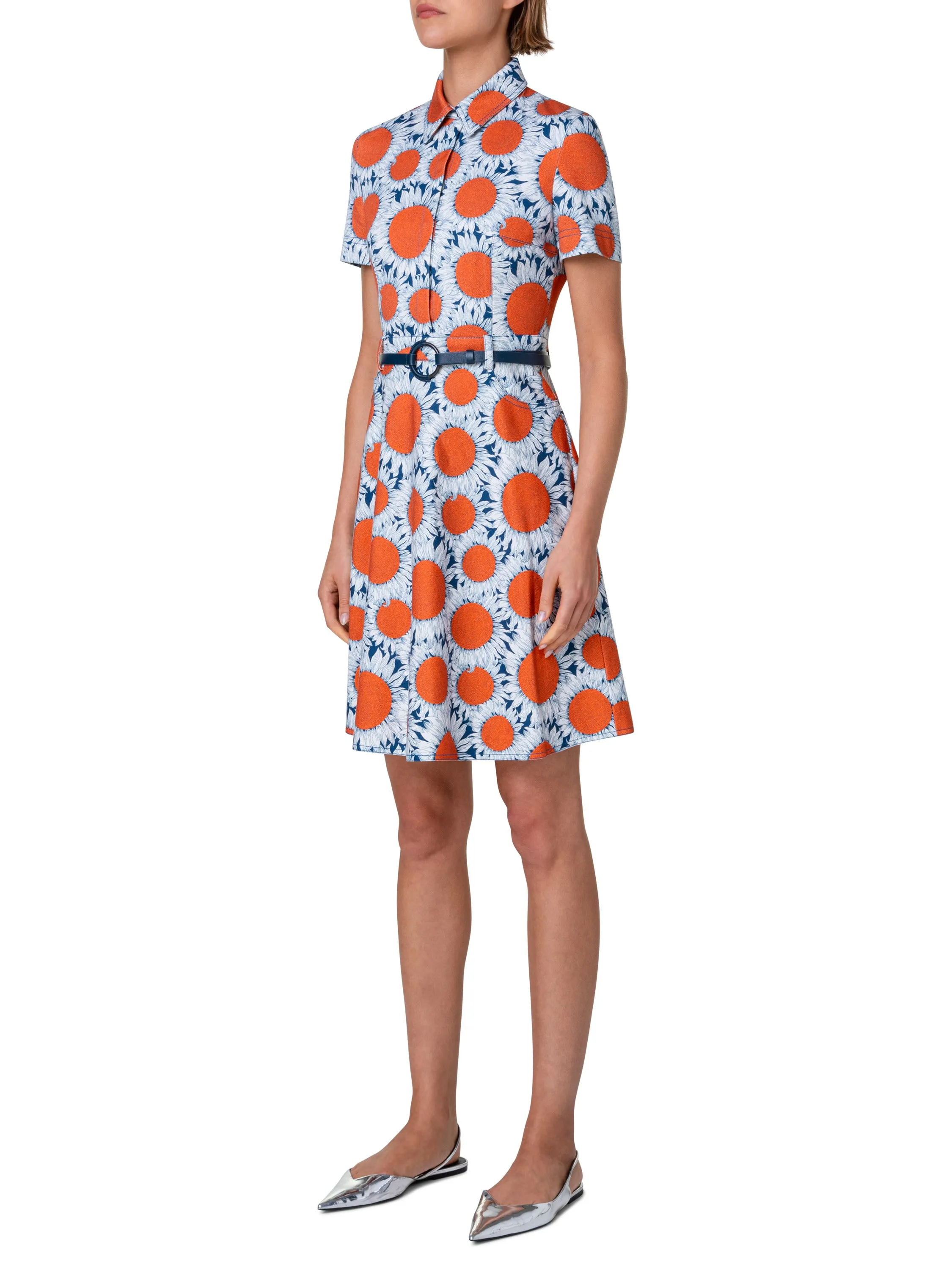 Dress - Orange/White/Navy