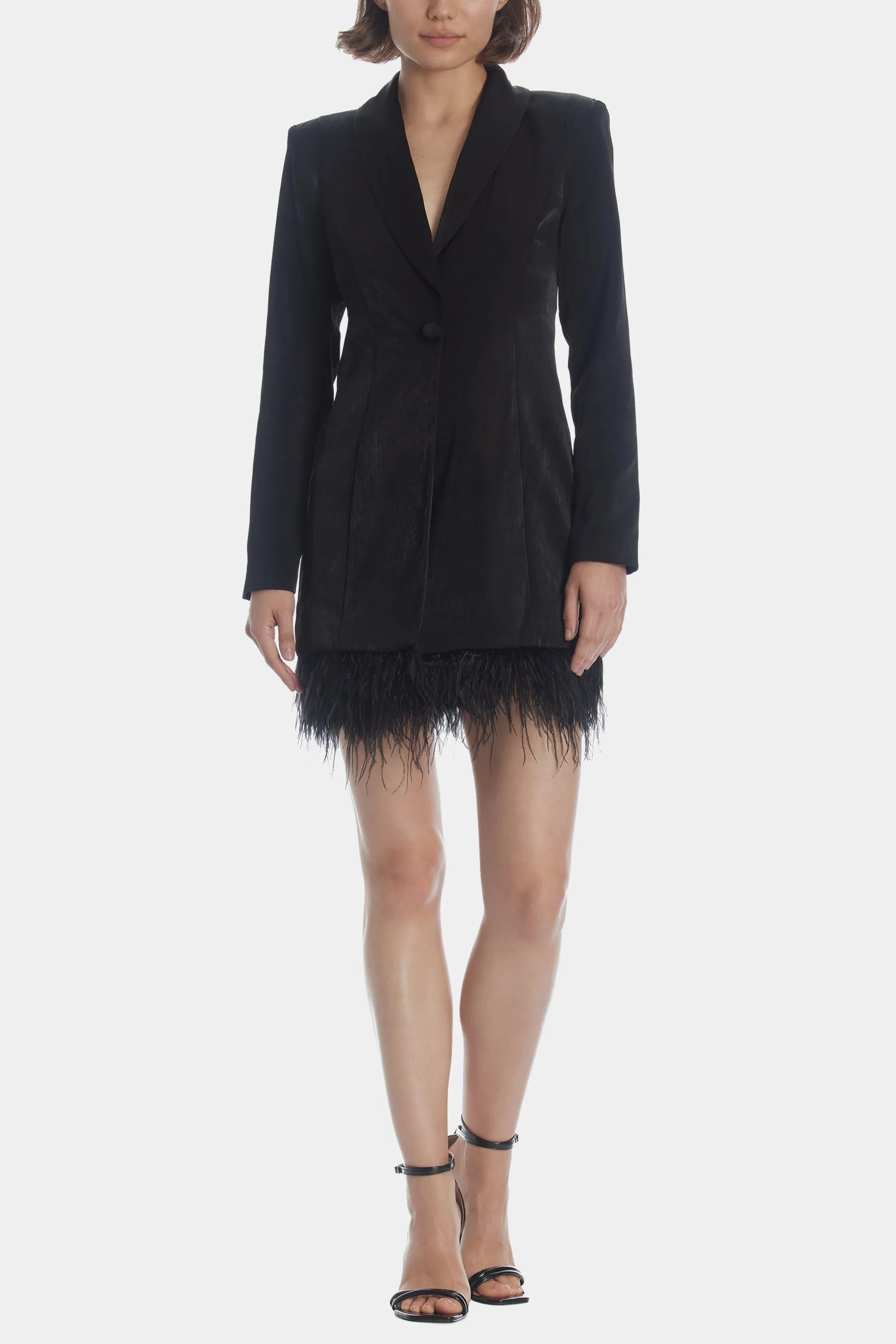 Feathered Tuxedo Dress