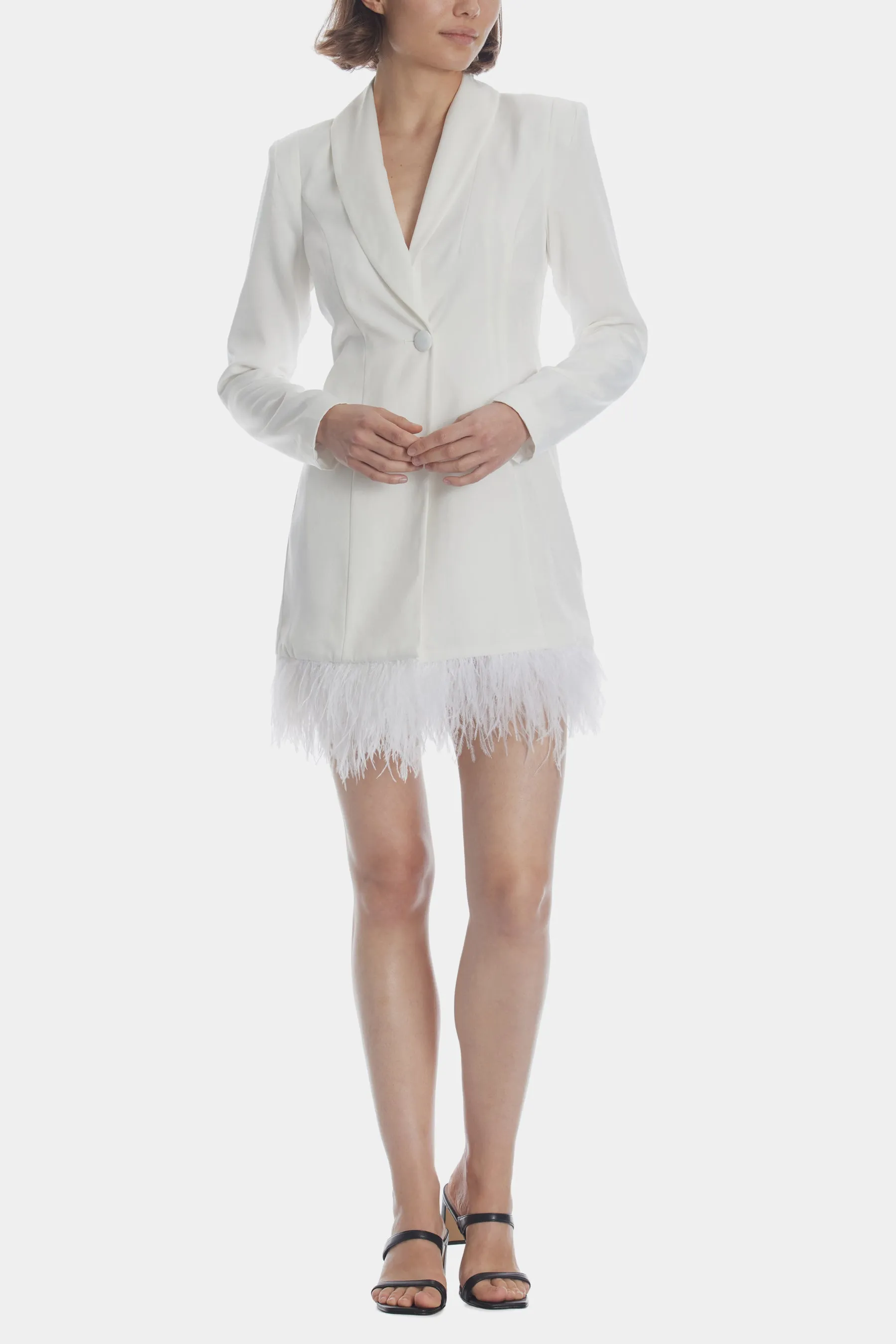 Feathered Tuxedo Dress