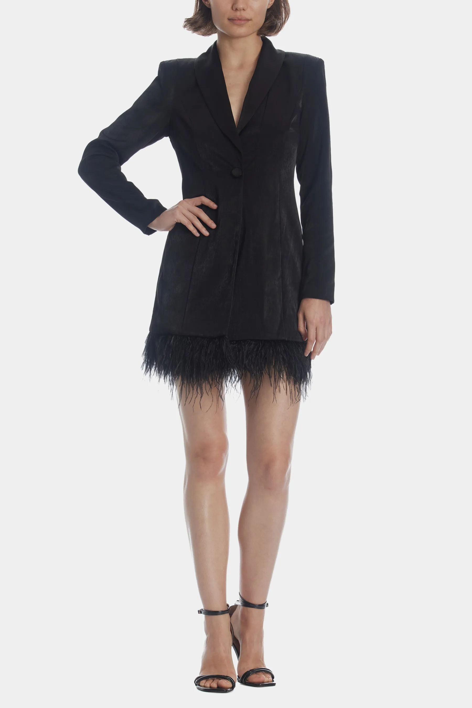 Feathered Tuxedo Dress