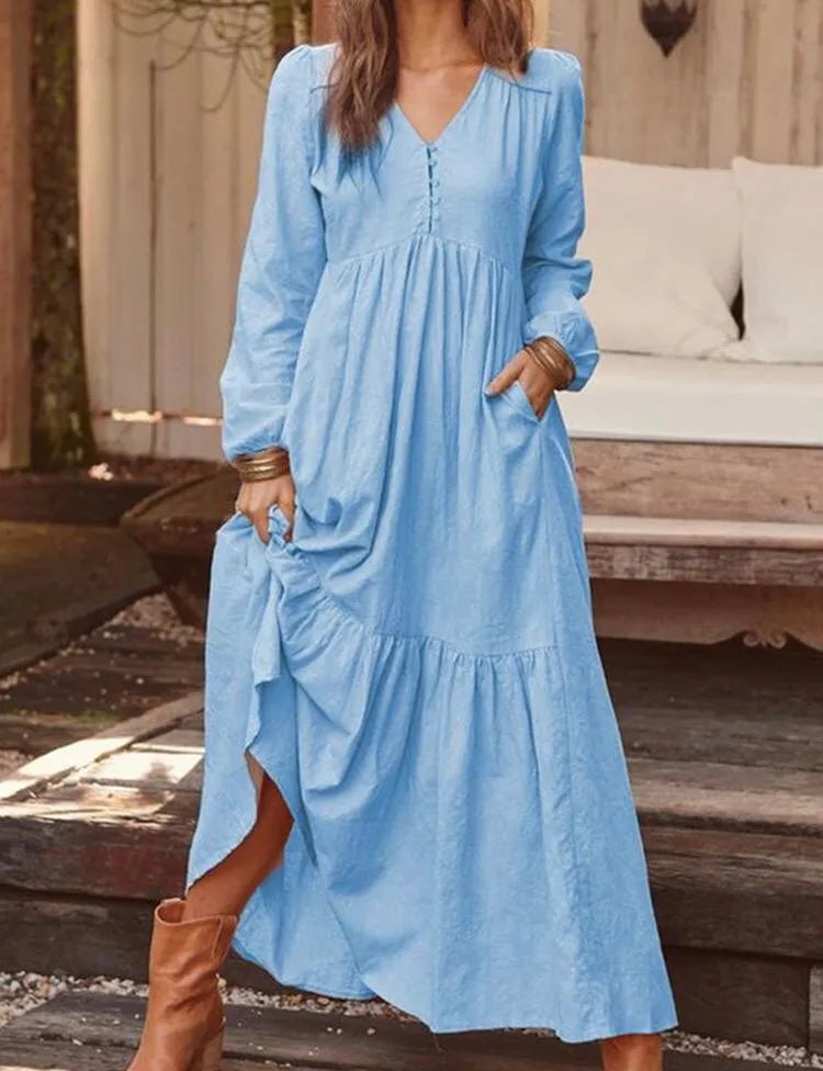 Long Sleeve Boho Summer Dress For Women, Bohemian Dress