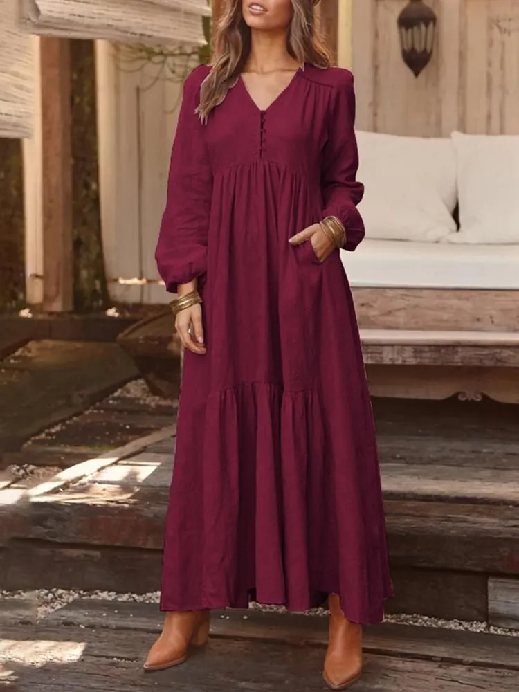 Long Sleeve Boho Summer Dress For Women, Bohemian Dress