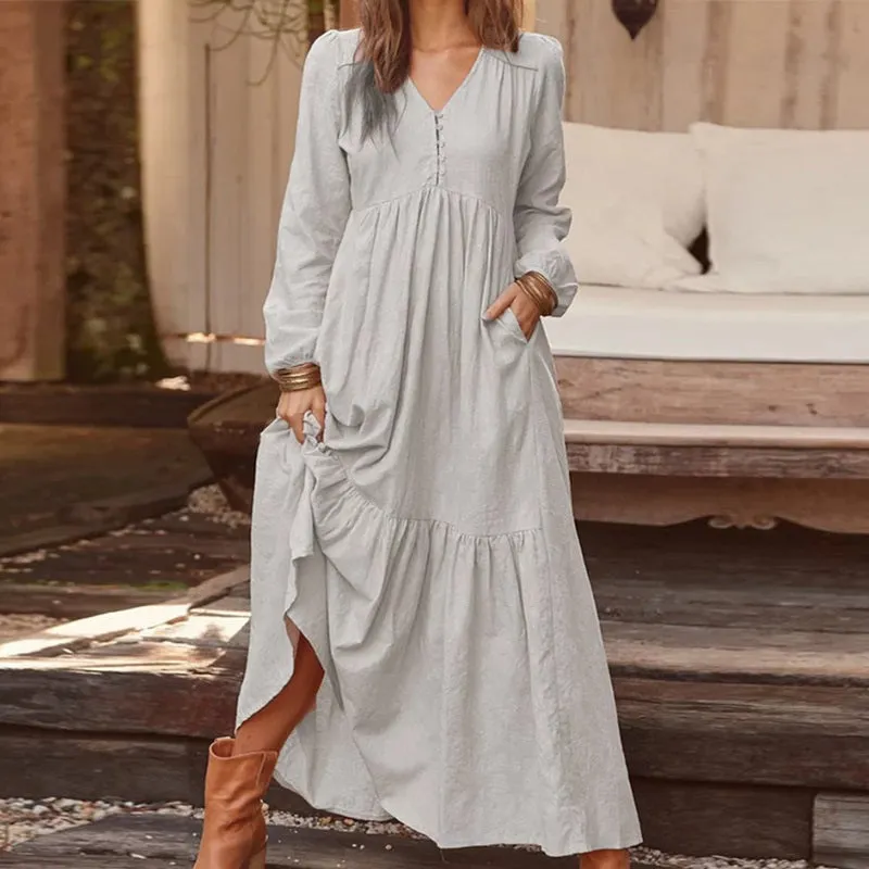 Long Sleeve Boho Summer Dress For Women, Bohemian Dress