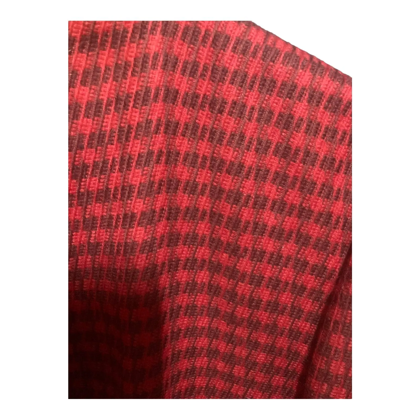 Louis Feraud Wool Red Dogtooth Skirt Suit Jacket - UK Size UK 14 Skirt - UK Size 12