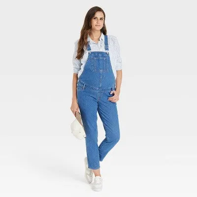 New - Denim Overalls Maternity Jumpsuit - Isabel Maternity by Ingrid & Isabel Medium Wash 2