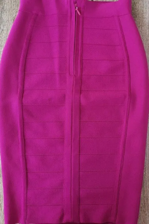 Pencil High Waist Bandage Knee Length Cocktail Skirt - Magenta Pink