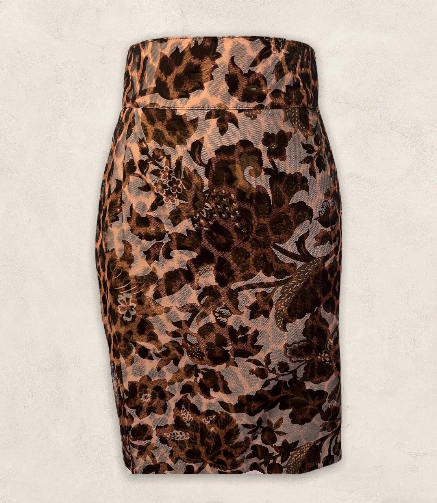 Sportmax Max Mara Womens Vintage Brown Floral Mesh Bodycon Mini Skirt UK 10 US 6 EU 38 IT 42