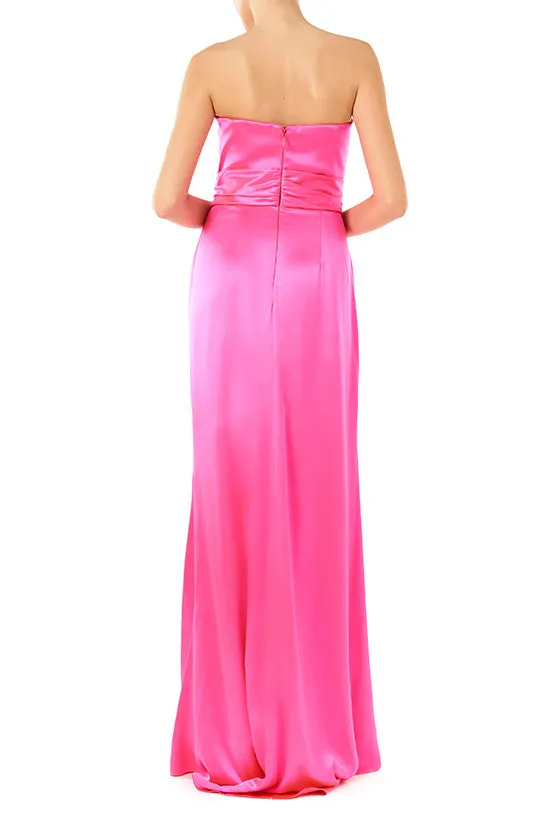 Strapless Draped Satin Gown