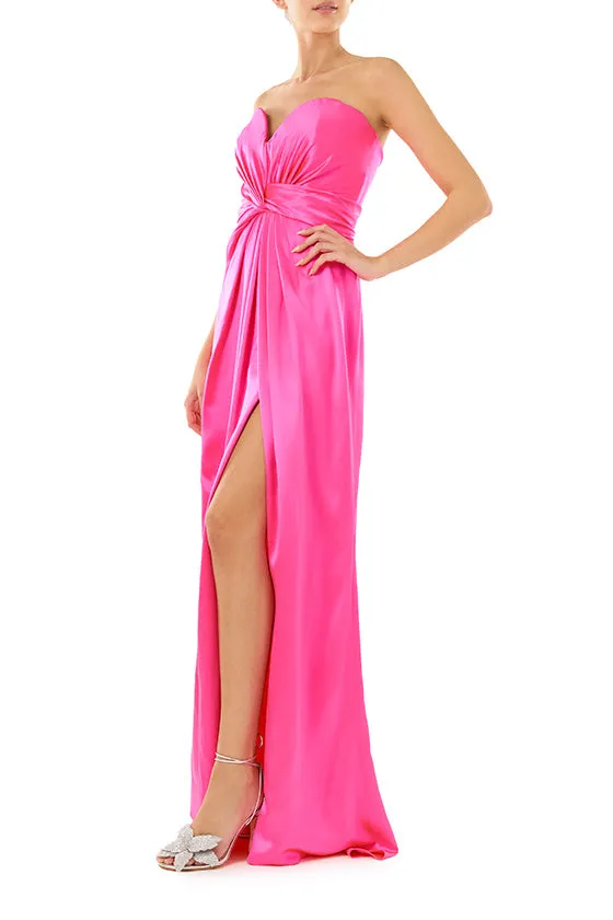 Strapless Draped Satin Gown