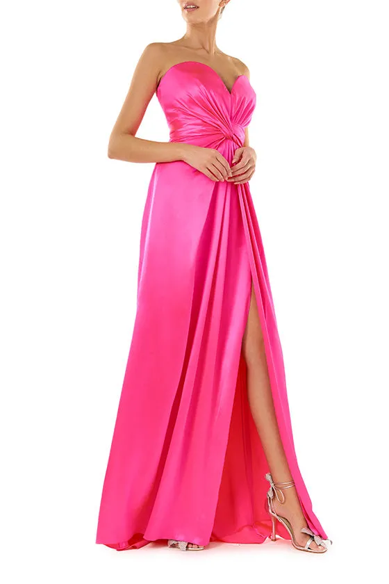 Strapless Draped Satin Gown