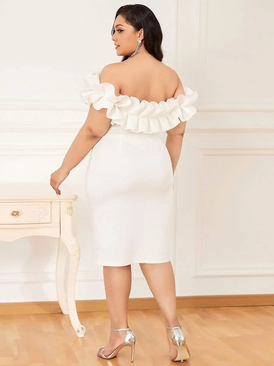 Women's Sexy Off Shoulder Bodycon Party Dress with Ruffles